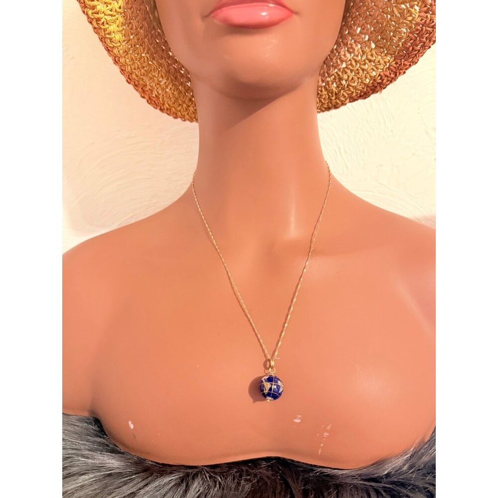14K Gold Globe Pendant Necklace - Picture 10 of 10